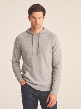 Precedent Cashmere Blend Gray Hoodie Sweater Men's Size M - NWT - Lightweight